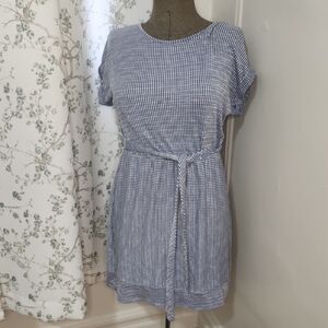 Blue Gingham Dress with Belt